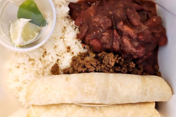 Taco day! beef, beans, rice & corn tortillas